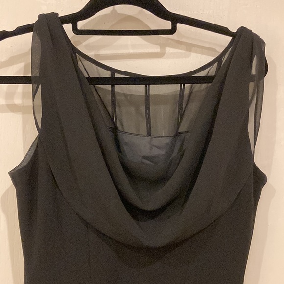 Rena Rowan studded sheer collar drape back black party or holiday dress - Picture 3 of 5